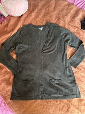 Old Navy Dark Gray V-Neck Button Cardigan